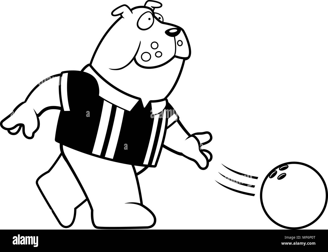 Ein Cartoon Illustration einer Bulldogge Bowling Ball. Stock Vektor