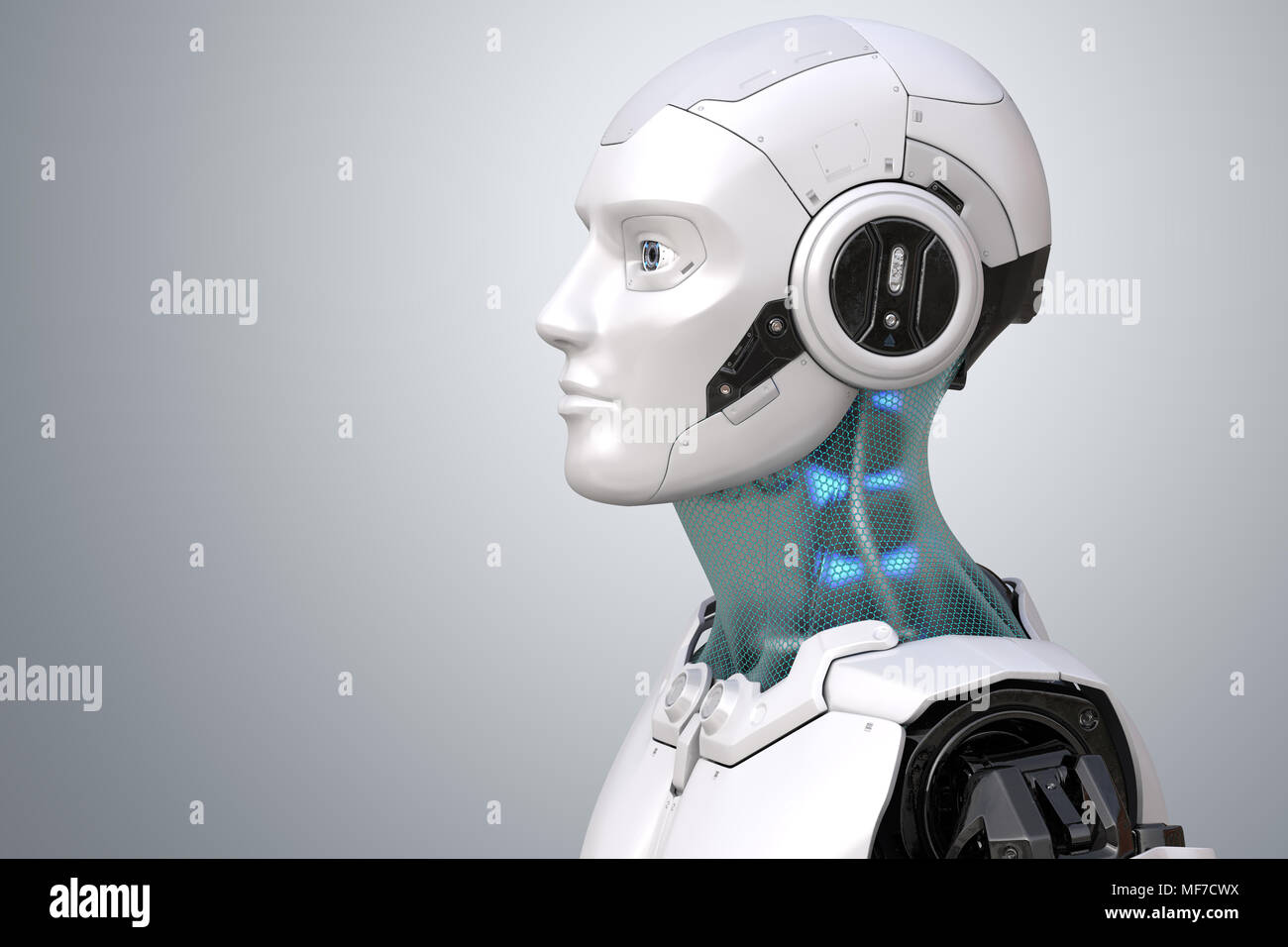 Robot Kopf im Profil. 3D-Darstellung Stockfoto