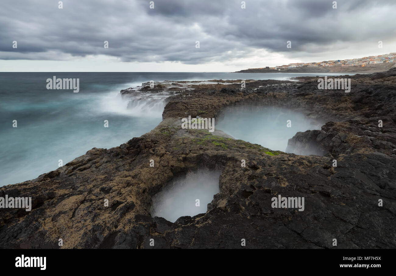 Spanien, Kanarische Inseln, Gran Canaria, La Garita, El Bufadero geologische Formation Stockfoto