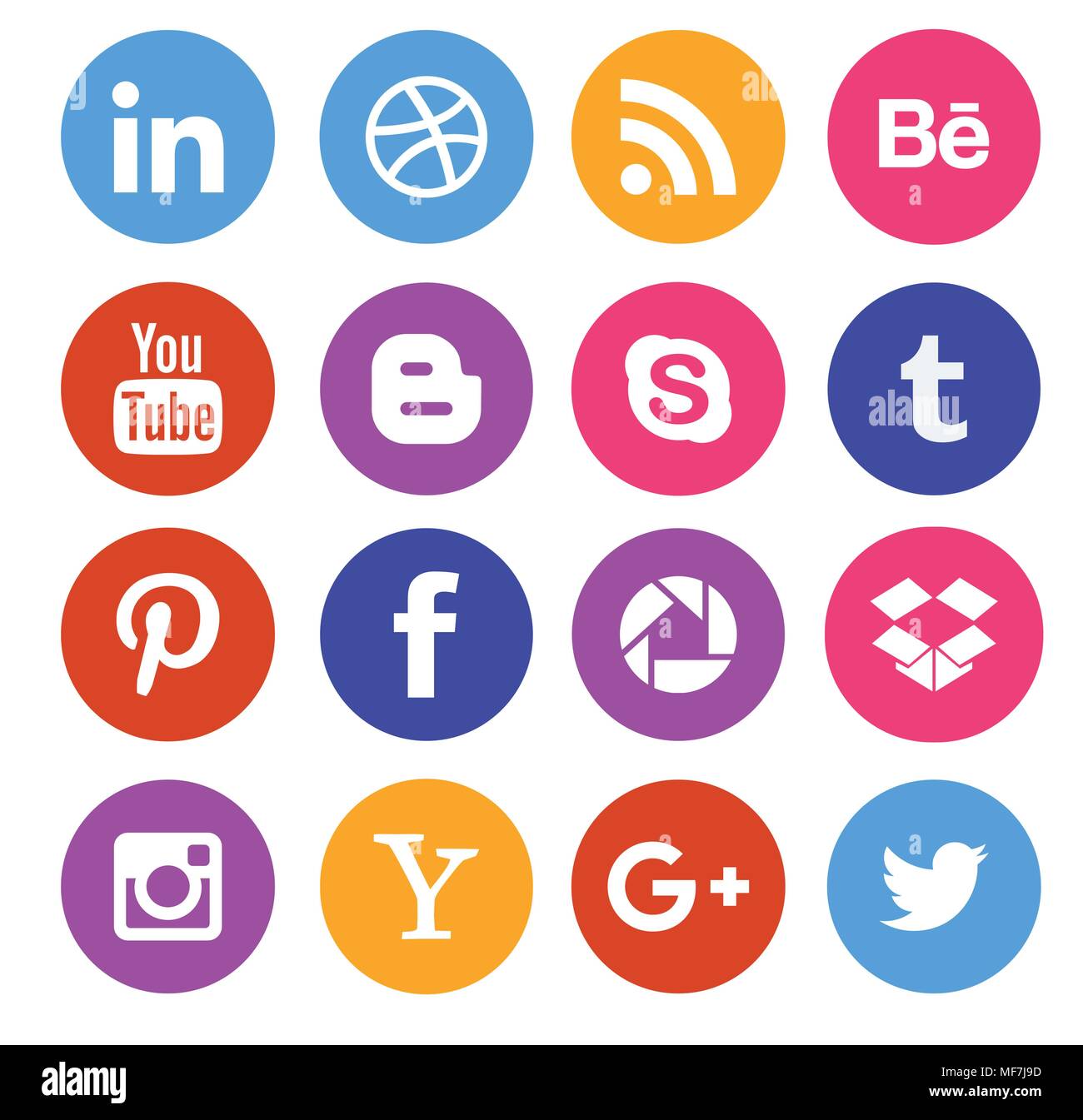 Social media Icon Sammlung mit verschiedenen Arten von Web-Taste Icon Set Stock Vektor