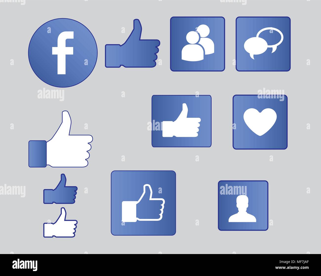Facebook Icon Sammlung Flachbild Stock Vektor