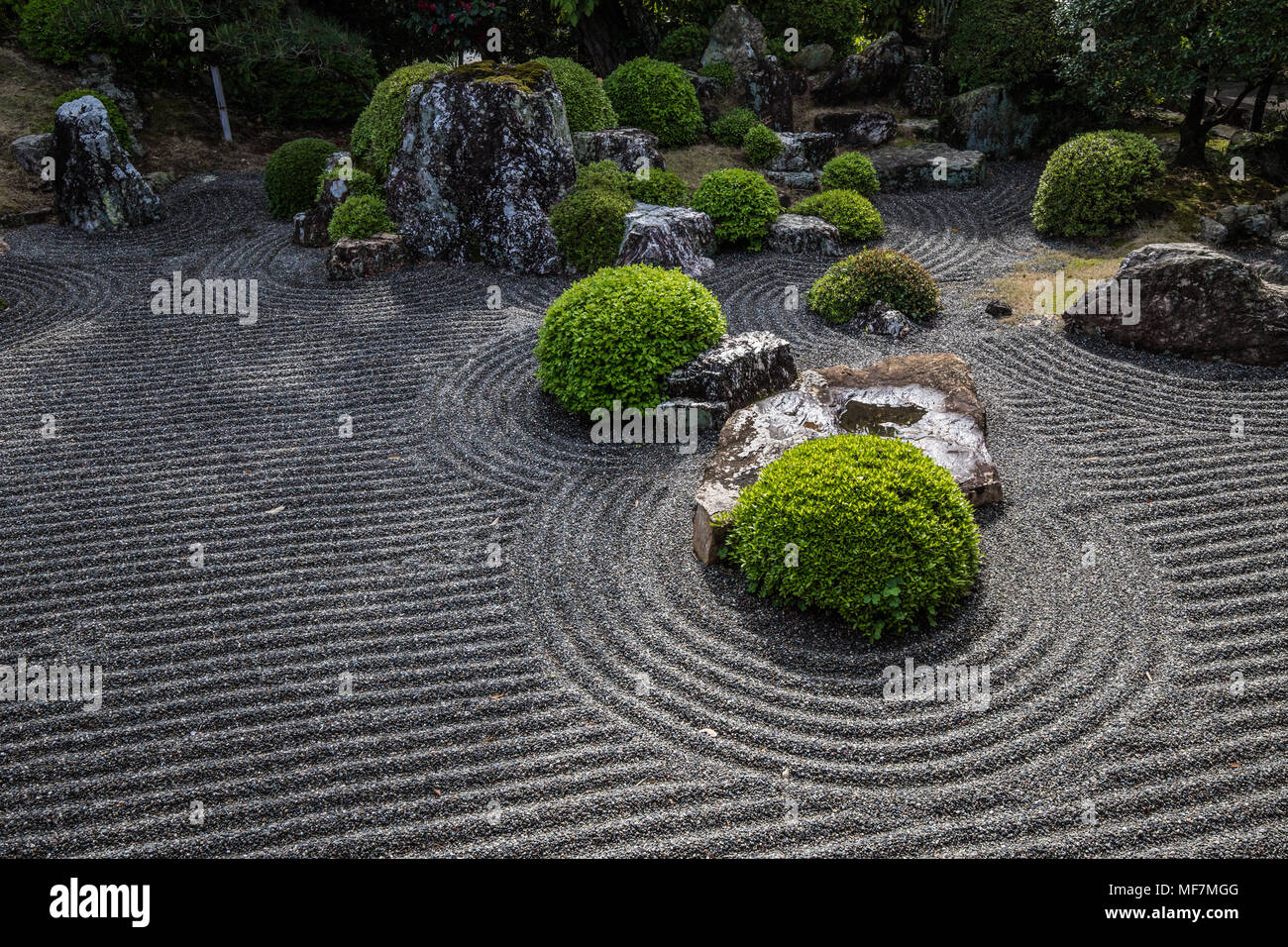 Garten jissoji Tempel der Tempel selbst wurde im Jahre 1387 als Tempel zu Kannon, der Göttin der Barmherzigkeit gewidmet. Der Garten ist gut bekannt Stockfoto