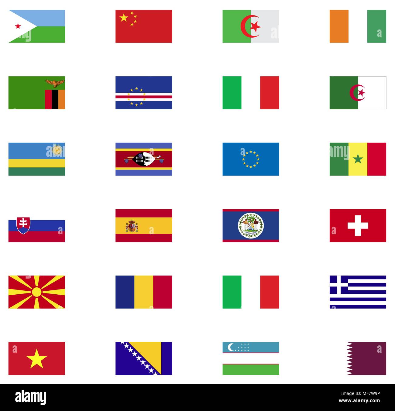 Welt Flagge flachbild Icon Sammlung Stock Vektor