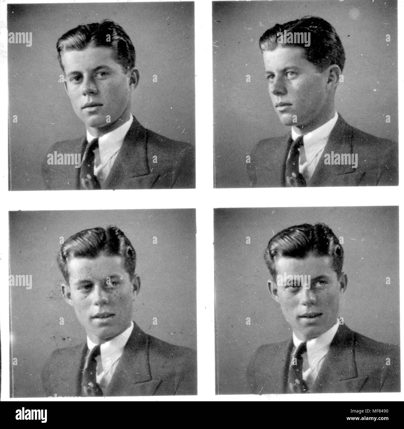 PX 81-32: 143 C. 1935 vier Bilder von John F. Kennedy im Alter von 18 Jahren posieren für ein Portrait Foto. Bitte schreiben Sie: "John F. Kennedy Presidential Library und Museum, Boston' Stockfoto