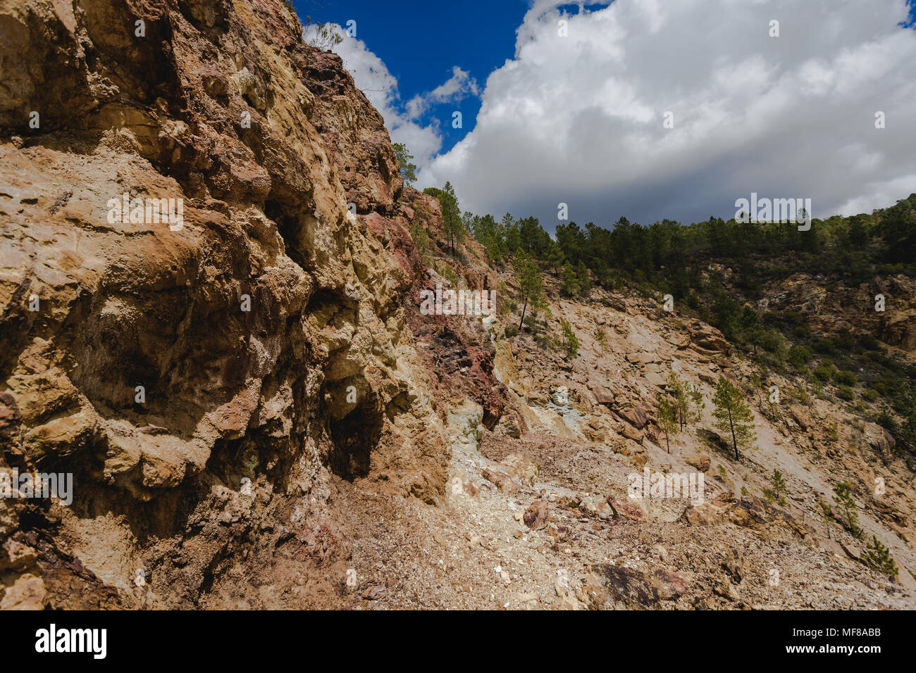 Cliff von Bäumen und Steinen der Mineral. Stockfoto