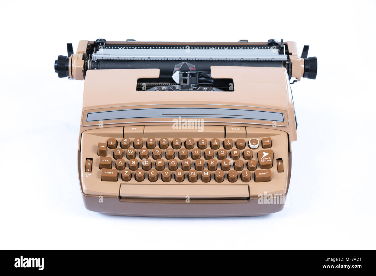 Alte Vintage Schreibmaschine isoliert auf weißem Hintergrund Stockfoto