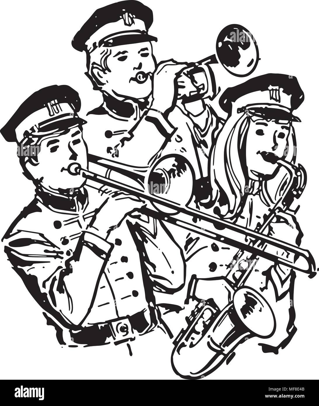 High School Band - Retro Clip Art Illustration Stock Vektor