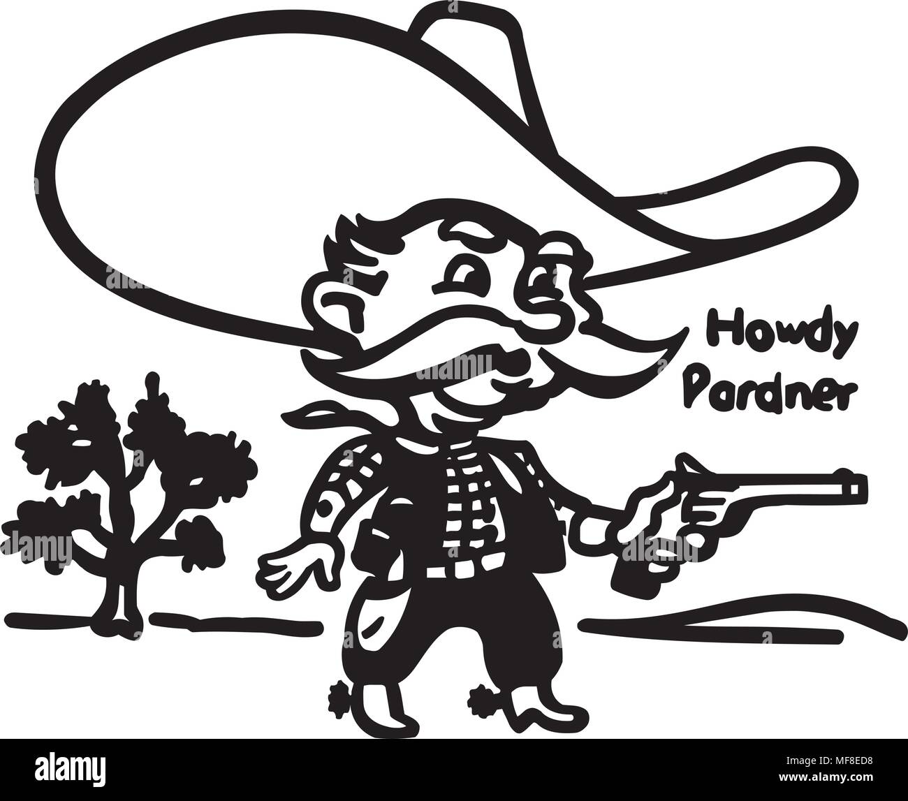 Howdy Pardner - Retro Ad Art Illustration Stock Vektor