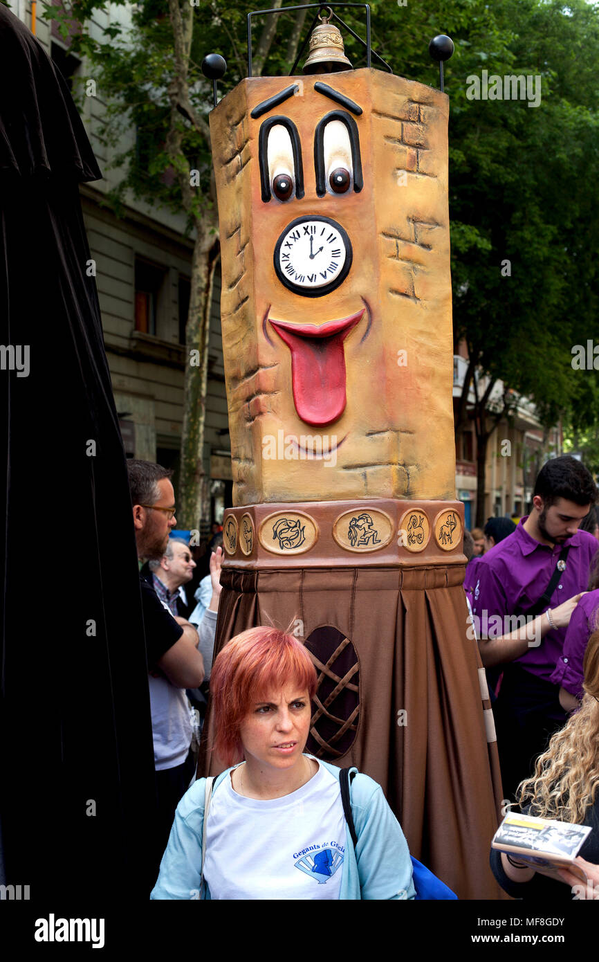 Clock" gegant', Barcelona Spanien. Stockfoto