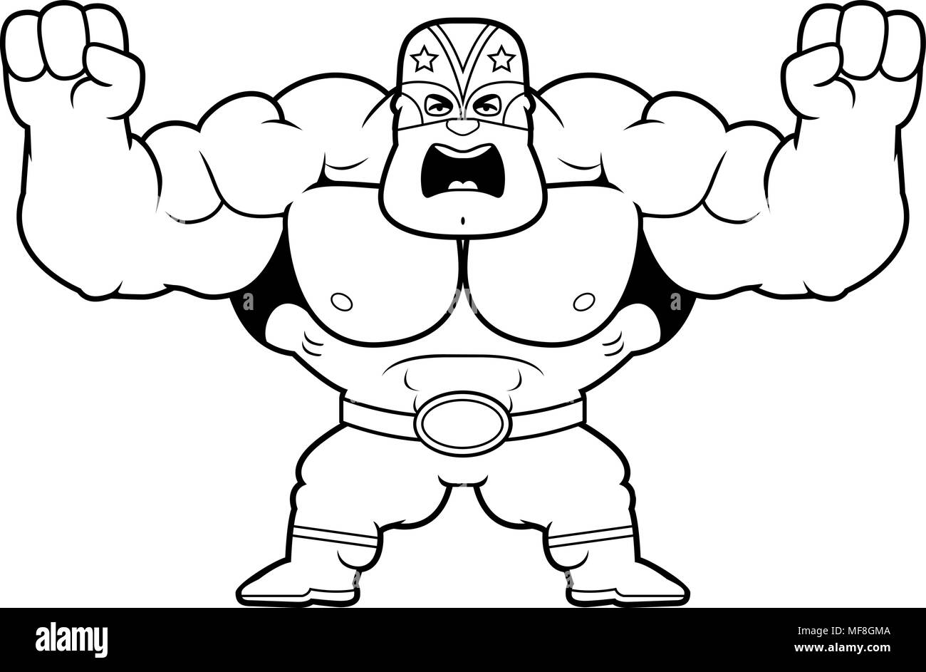 Ein Cartoon Illustration eines Mexikanische luchador Suchen wütend. Stock Vektor