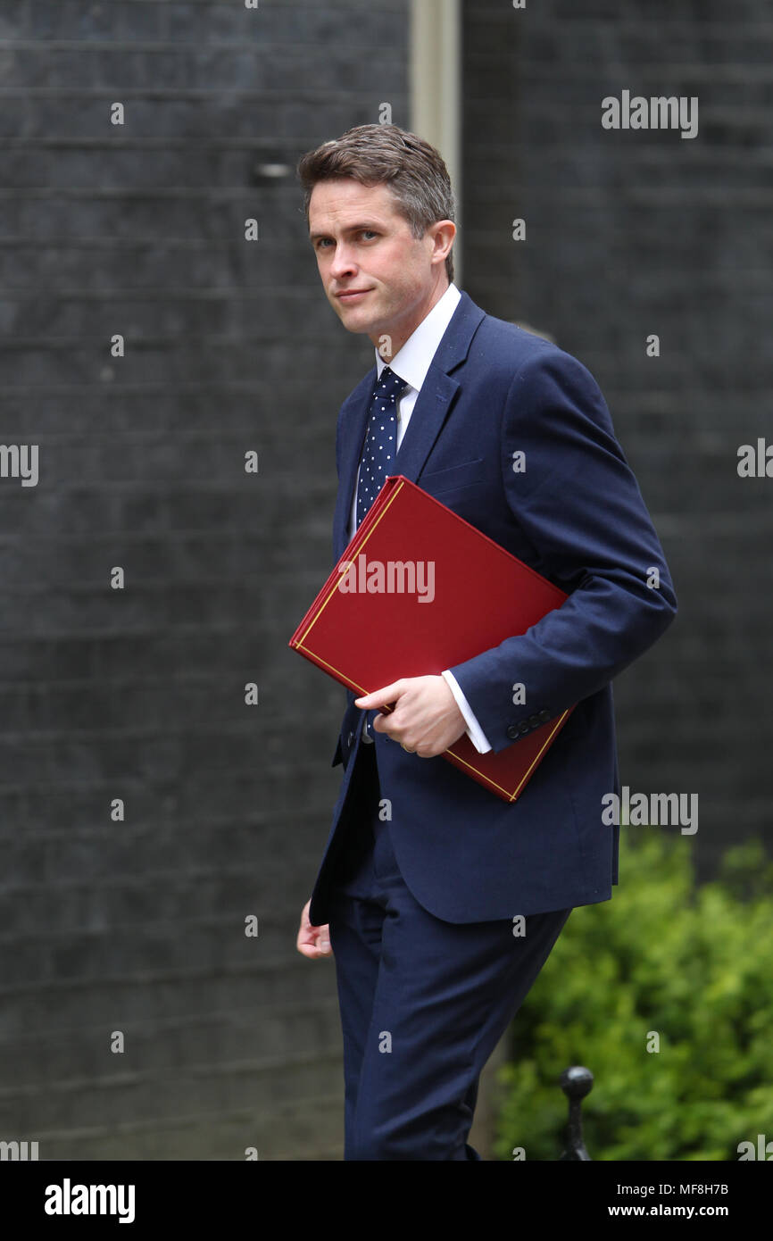 London, UK, 24. April 2018. Verteidigungsminister Gavin Williamson gesehen an einer Kabinettssitzung in Downing Street 10 Stockfoto