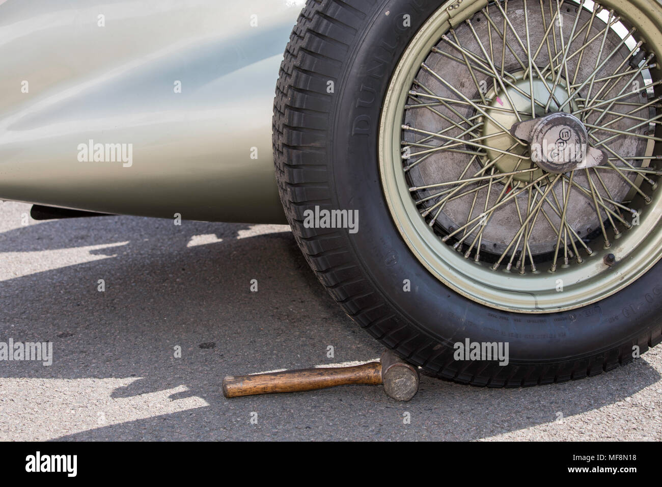 Oldtimer Ansatz für eine Handbremse, Vintage Sports Car Club in Silverstone, Großbritannien Stockfoto