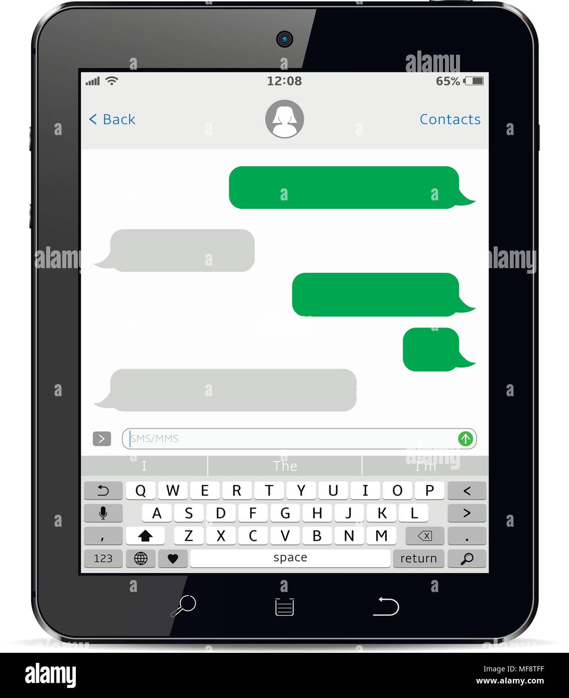Chat Anzeige auf Tablet-Schablone. Vektor isoliert Abbildung. Stock Vektor