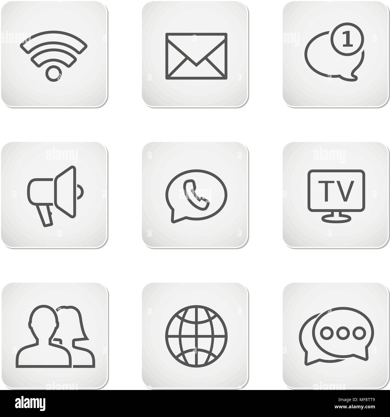 Kontakt Buttons - mobile Symbole gesetzt. Vector Illustration. Stock Vektor