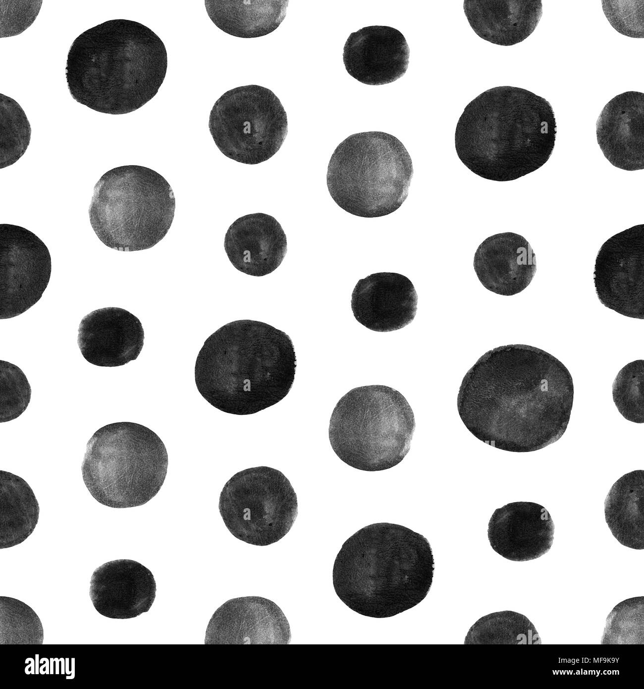 Hand gemalte Aquarell Polka Dot Pattern. Nahtlose Hintergrund Stockfoto