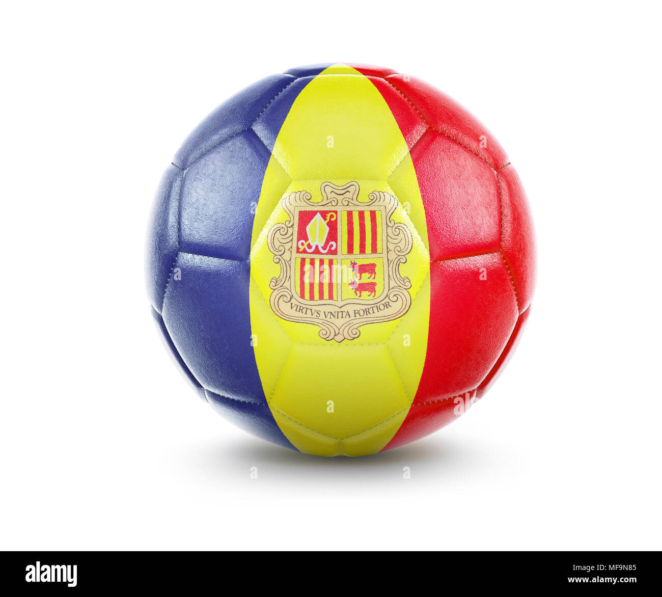 Hohe Qualität Rendern eines Fußballs mit der Flagge von Andorra. (Serie) Stockfoto