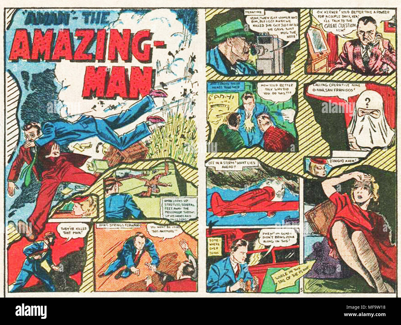 Erstaunliche Abenteuer Classic Vintage Comic Panel Kunst Superhelden Und Schurken Stockfotografie Alamy