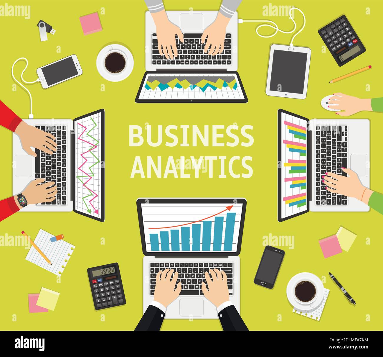 Flaches Design Illustration Konzepte für Business Analyse und Planung, Gruppenarbeit und Brainstorming Stock Vektor