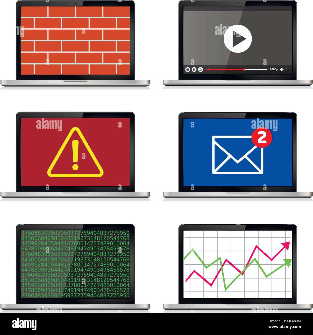 Moderne Laptops eingestellt. Vector Illustration Stock Vektor