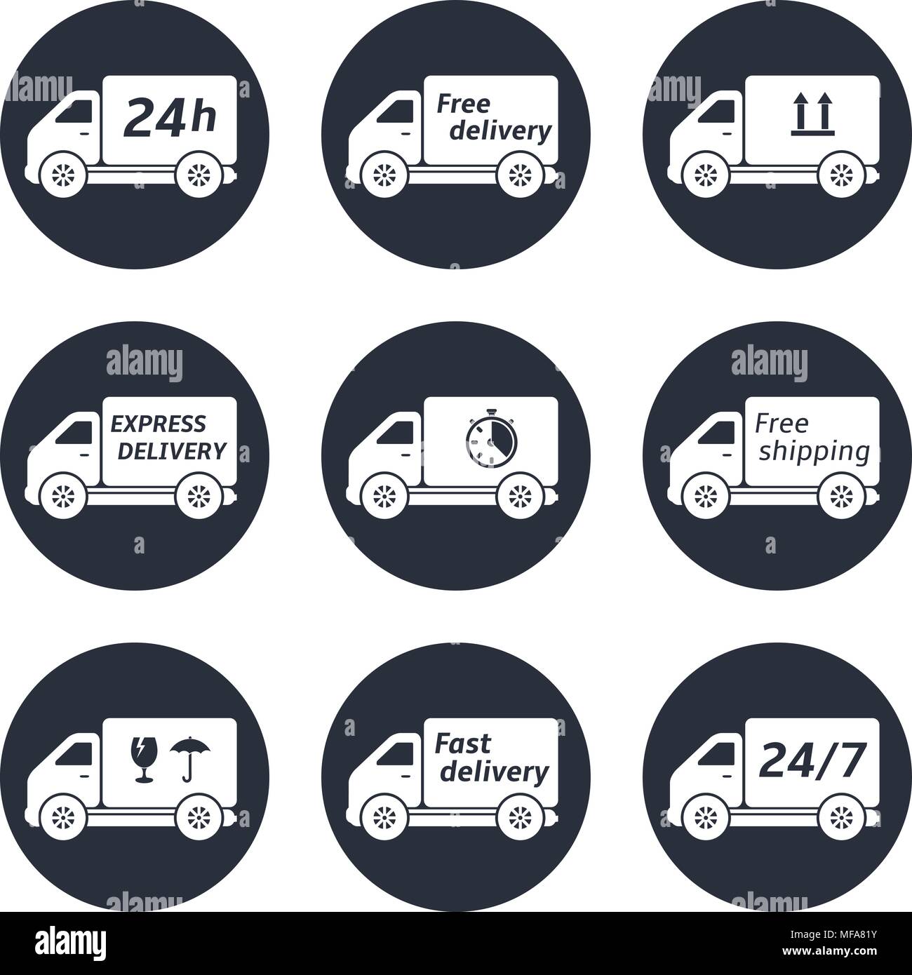 Lkw Symbole gesetzt. Vector Illustration Stock Vektor