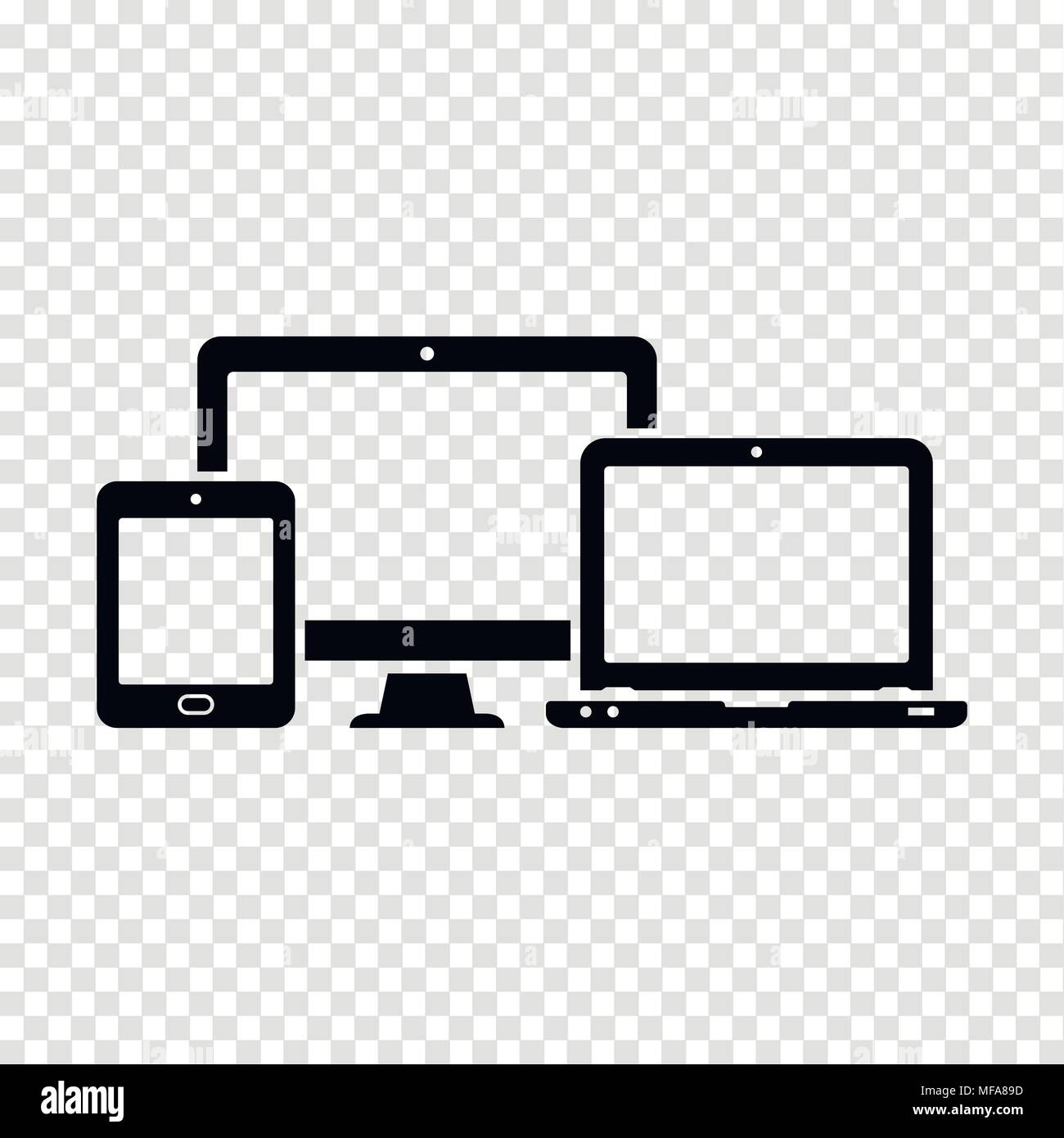 Elektronische Geräte Symbole auf transparentem Hintergrund Stock Vektor