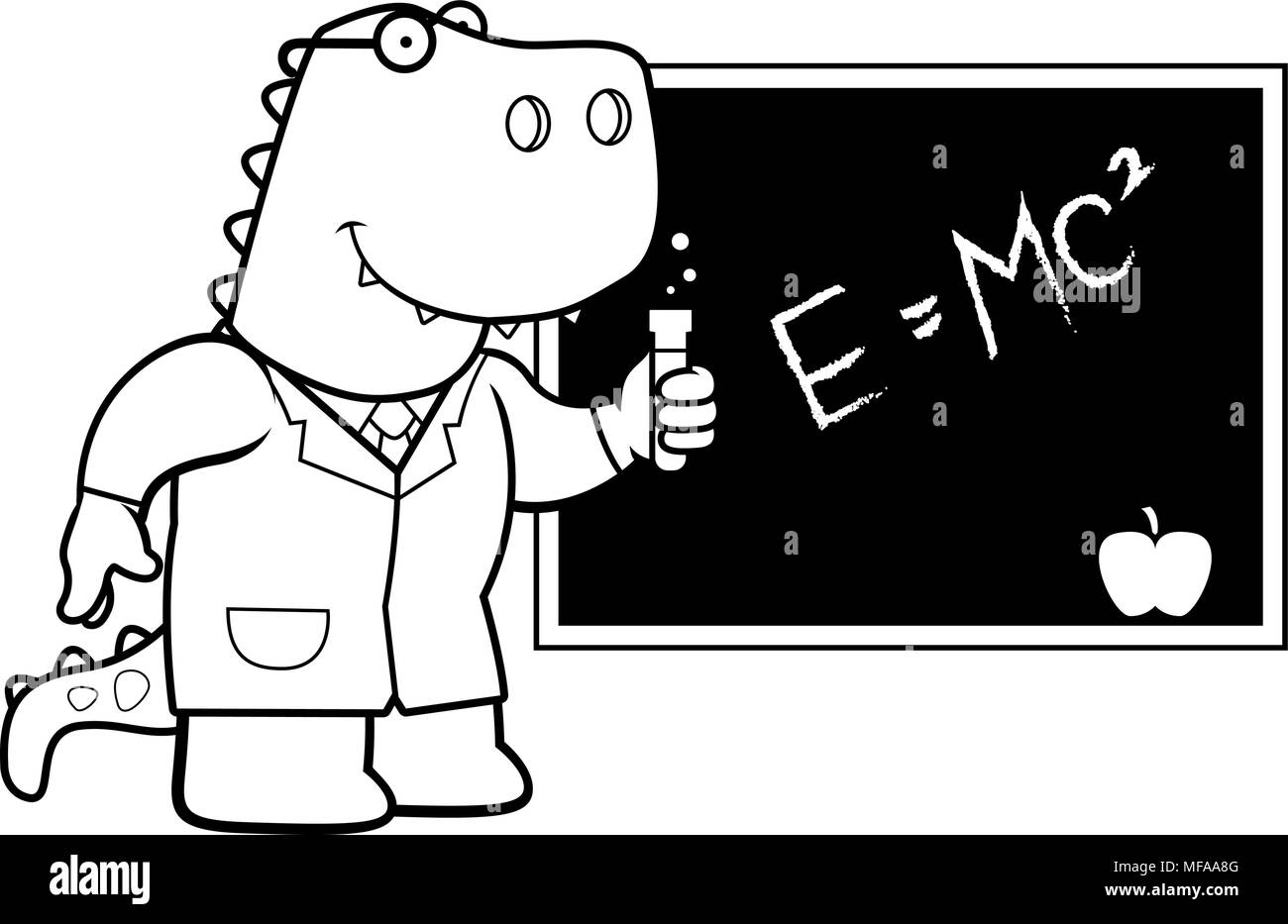 Ein Cartoon Illustration eines Tyrannosaurus Rex Wissenschaftler. Stock Vektor