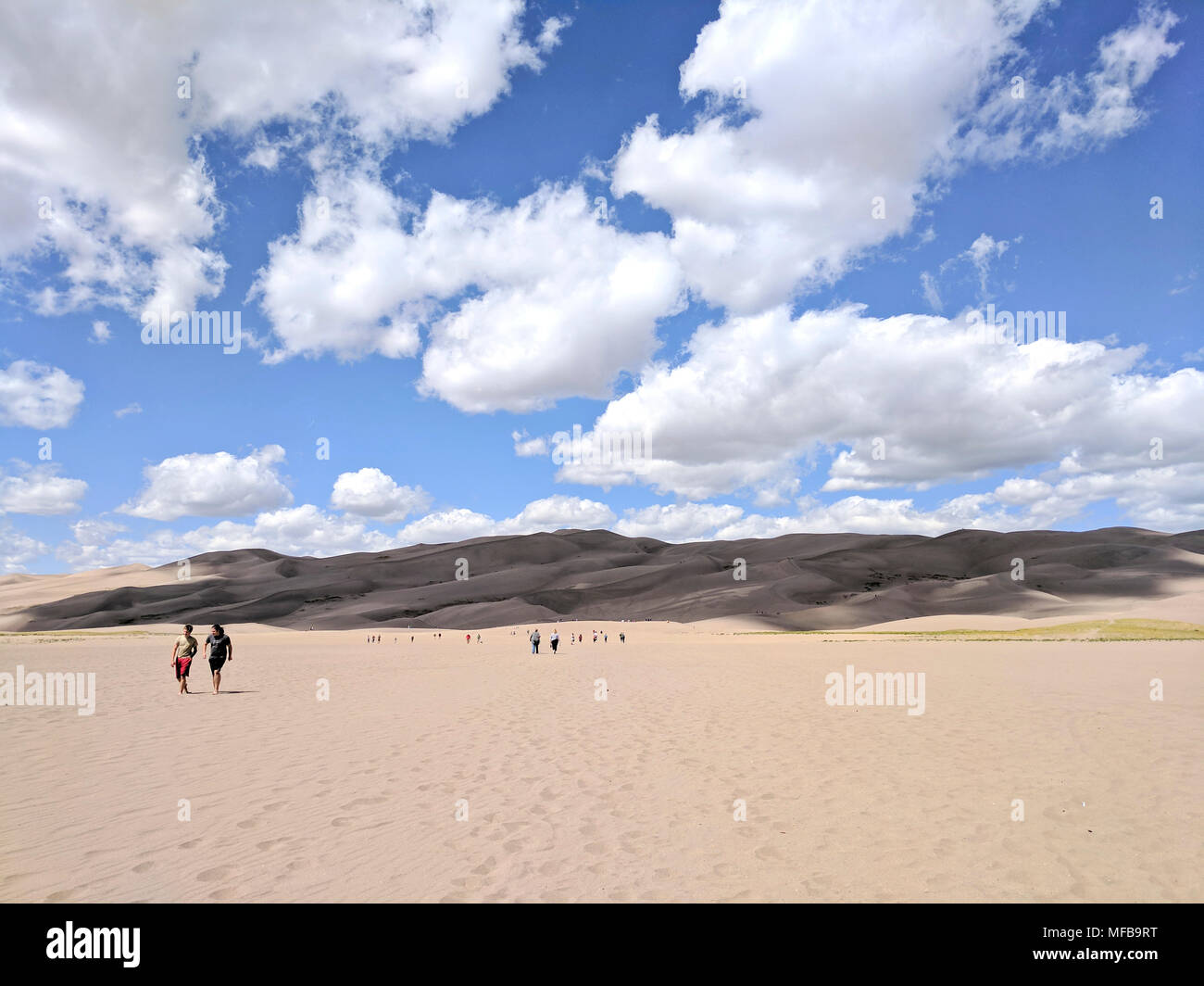 Die Great Sand Dunes National Park liegt im San Luis Valley von Colorado an den westlichen Hängen der Sangre de Cristo Mountains. Der Park ist Ho Stockfoto