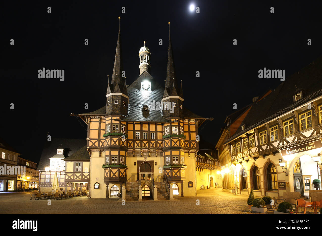 Wernigerode, Deutschland - 24 April 2018: Blick auf das historische ...