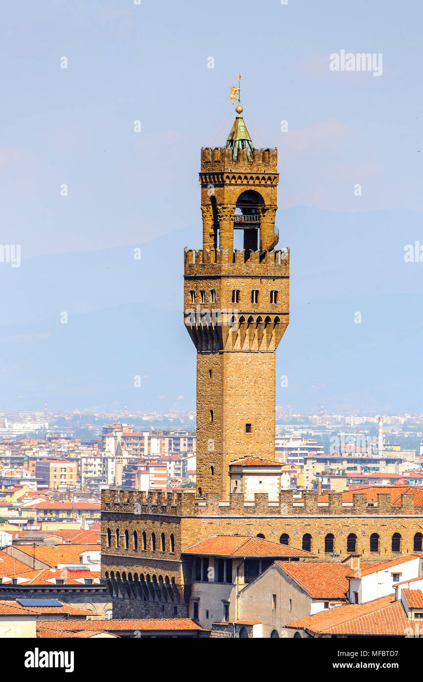 Palazzo Vecchio (Alter Palast), dem historischen Zentrum von Florenz, Italien. UNESCO-Heriage. Stockfoto