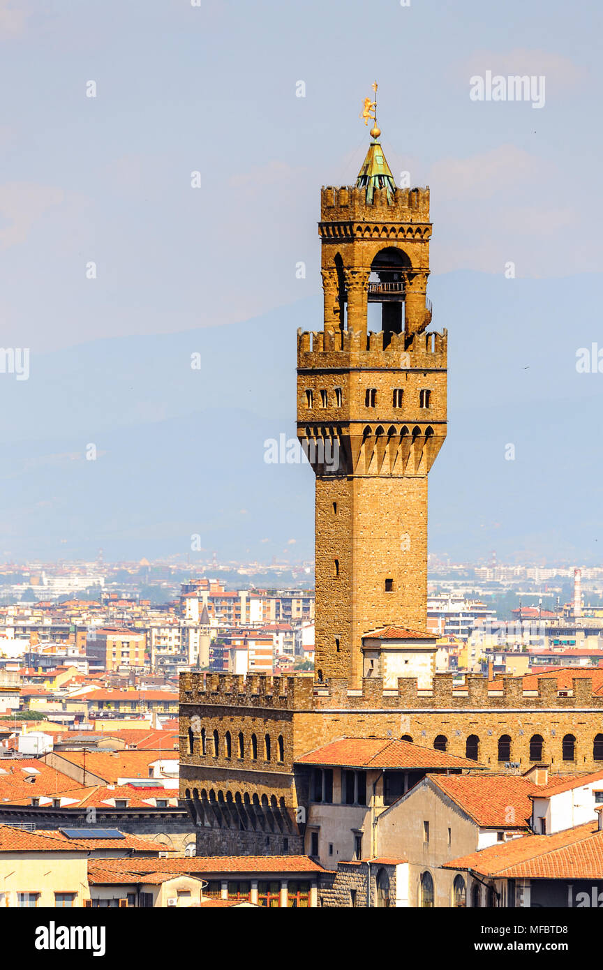 Palazzo Vecchio (Alter Palast), dem historischen Zentrum von Florenz, Italien. UNESCO-Heriage. Stockfoto
