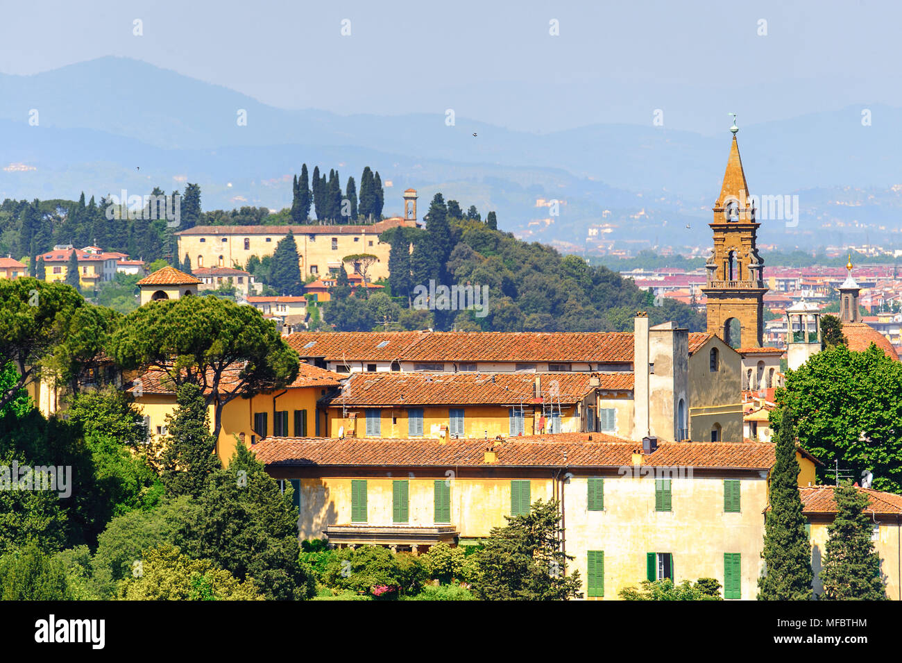 Blick vom Michelangelo Platz im historischen Zentrum von Florenz, Italien. UNESCO-Heriage. Stockfoto