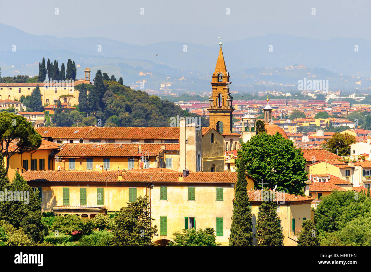 Blick vom Michelangelo Platz im historischen Zentrum von Florenz, Italien. UNESCO-Heriage. Stockfoto
