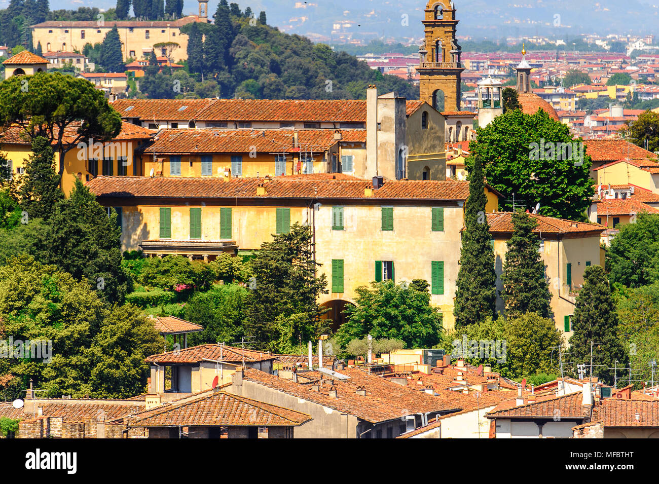 Blick vom Michelangelo Platz im historischen Zentrum von Florenz, Italien. UNESCO-Heriage. Stockfoto
