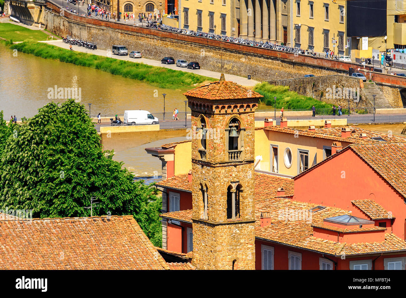 Blick vom Michelangelo Platz im historischen Zentrum von Florenz, Italien. UNESCO-Heriage. Stockfoto