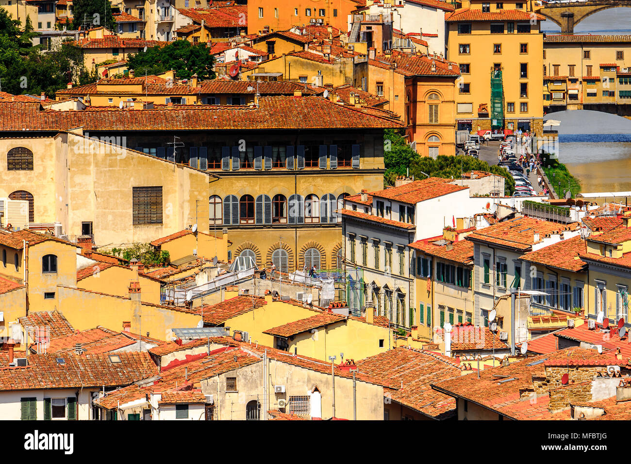 Blick vom Michelangelo Platz im historischen Zentrum von Florenz, Italien. UNESCO-Heriage. Stockfoto