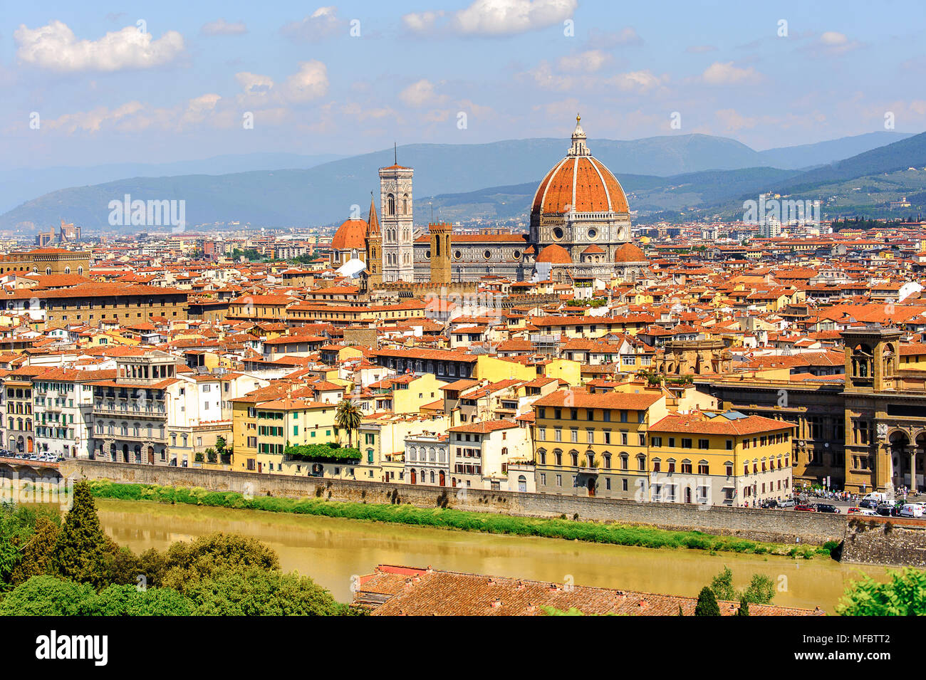 Blick vom Michelangelo Platz im historischen Zentrum von Florenz, Italien. UNESCO-Heriage. Stockfoto