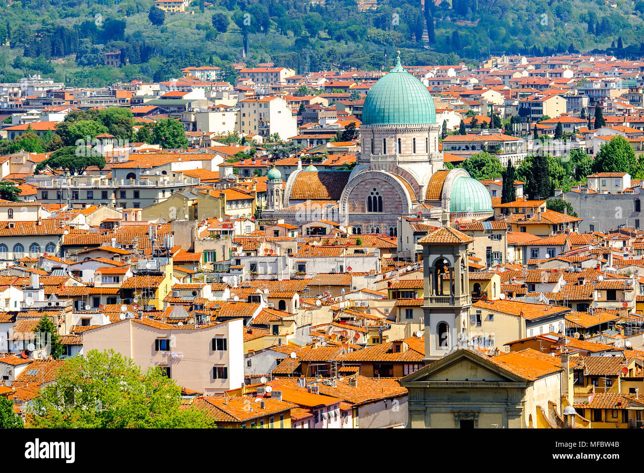 Blick vom Michelangelo Platz im historischen Zentrum von Florenz, Italien. UNESCO-Heriage. Stockfoto