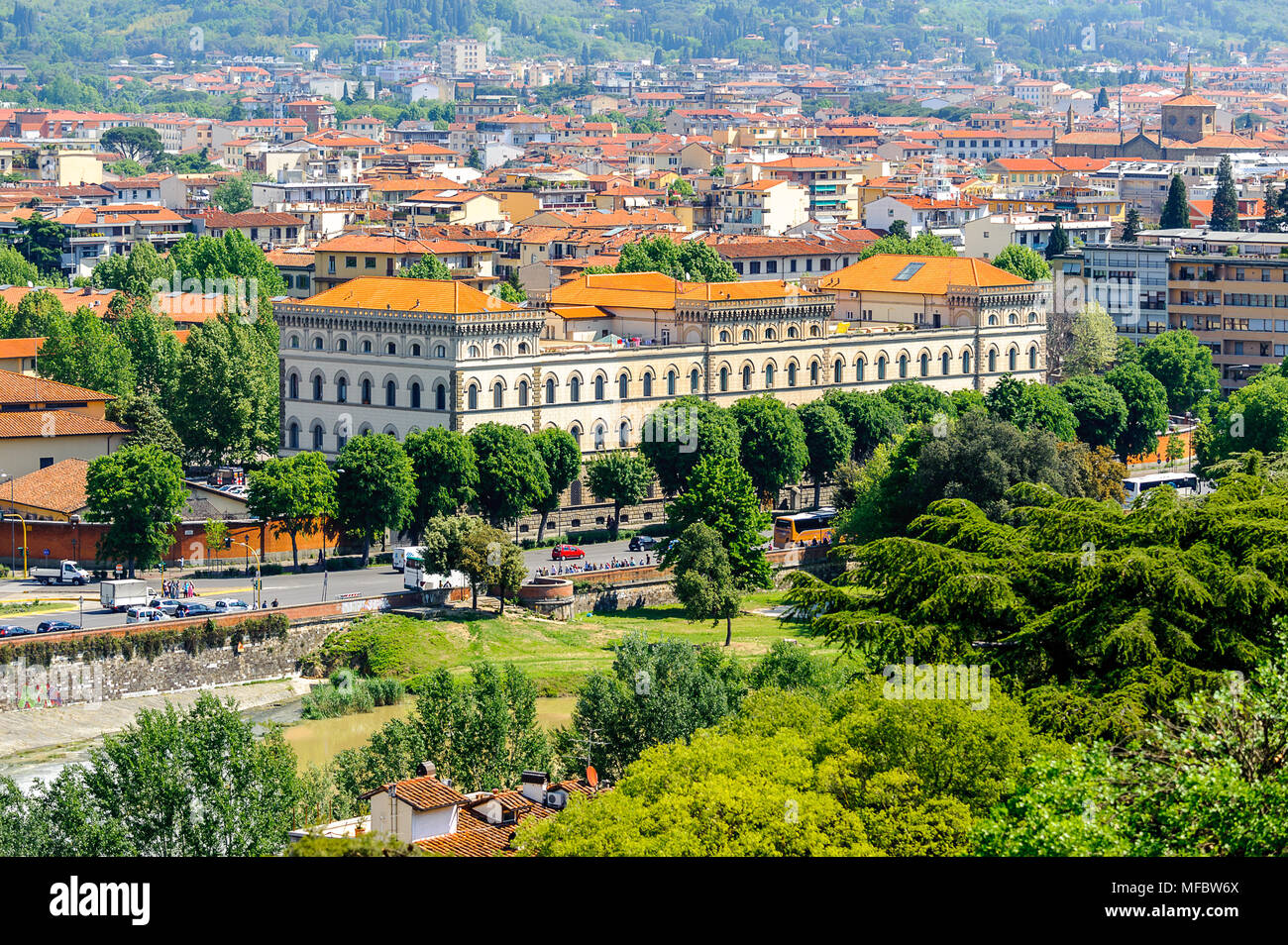 Blick vom Michelangelo Platz im historischen Zentrum von Florenz, Italien. UNESCO-Heriage. Stockfoto