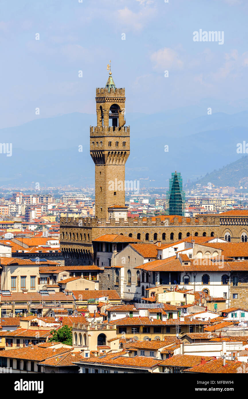 Palazzo Vecchio (Alter Palast), dem historischen Zentrum von Florenz, Italien. UNESCO-Heriage. Stockfoto