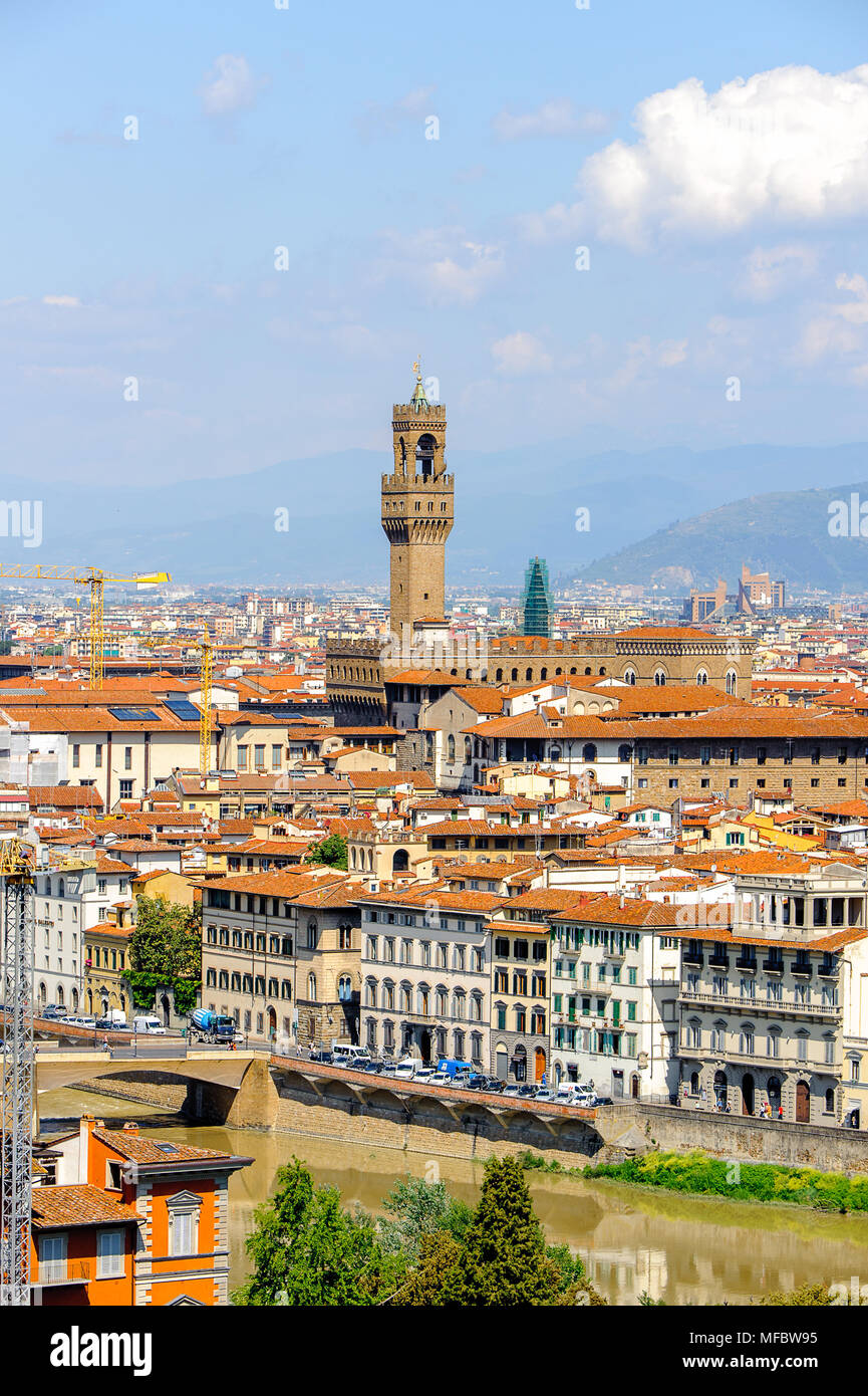 Palazzo Vecchio (Alter Palast), dem historischen Zentrum von Florenz, Italien. UNESCO-Heriage. Stockfoto
