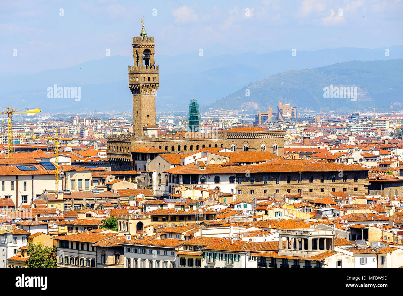 Palazzo Vecchio (Alter Palast), dem historischen Zentrum von Florenz, Italien. UNESCO-Heriage. Stockfoto