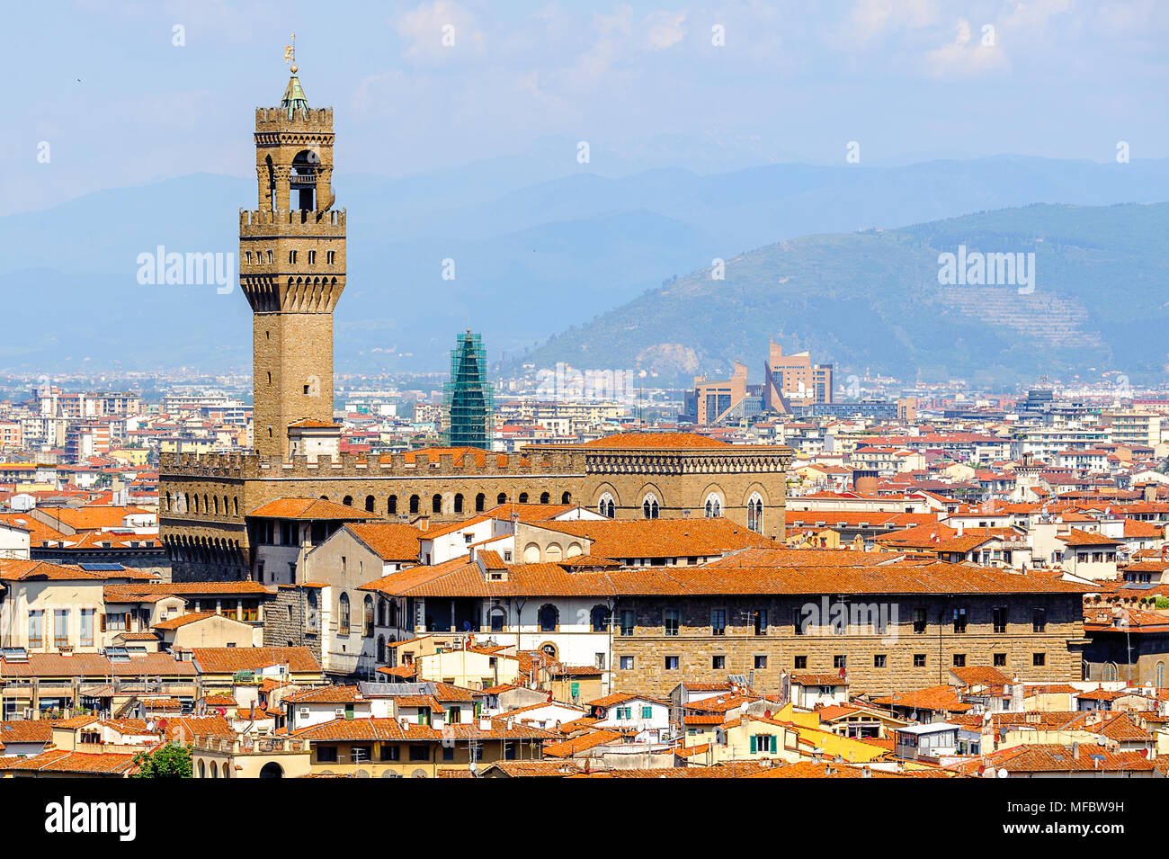 Palazzo Vecchio (Alter Palast), dem historischen Zentrum von Florenz, Italien. UNESCO-Heriage. Stockfoto