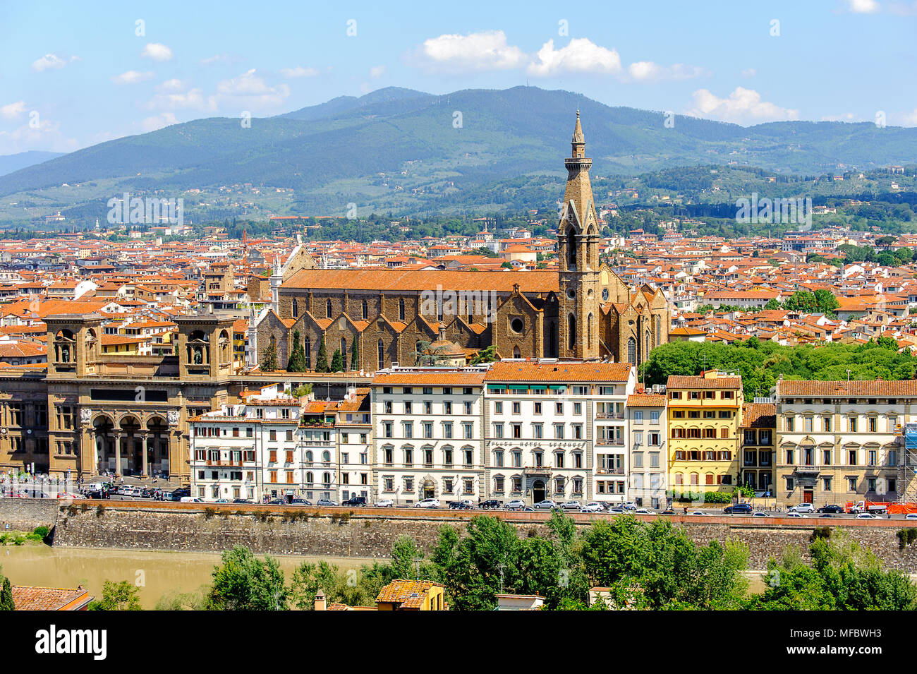 Blick vom Michelangelo Platz im historischen Zentrum von Florenz, Italien. UNESCO-Heriage. Stockfoto