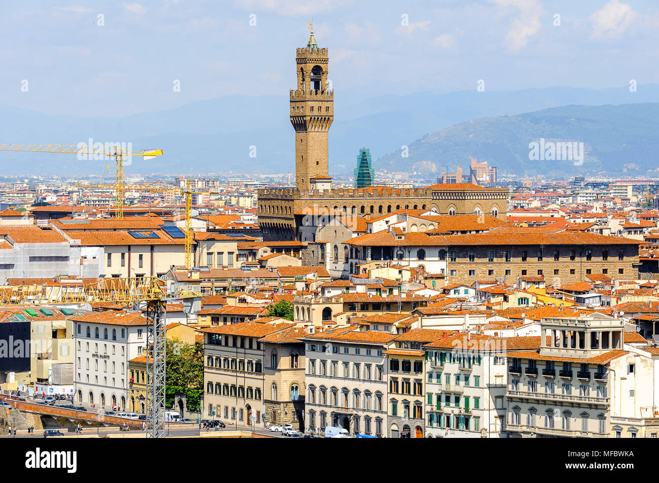 Palazzo Vecchio (Alter Palast), dem historischen Zentrum von Florenz, Italien. UNESCO-Heriage. Stockfoto