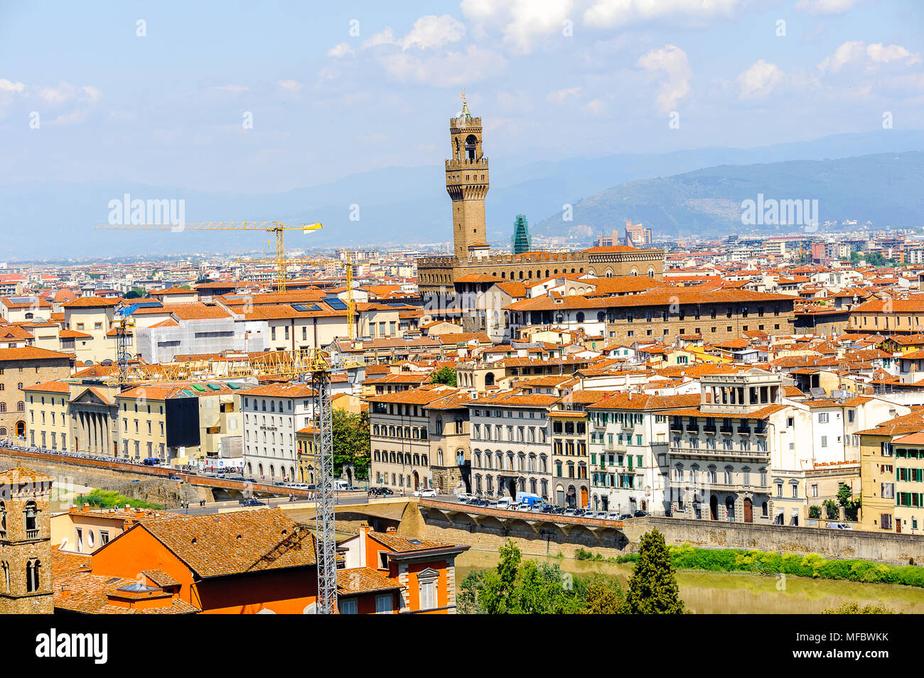 Palazzo Vecchio (Alter Palast), dem historischen Zentrum von Florenz, Italien. UNESCO-Heriage. Stockfoto