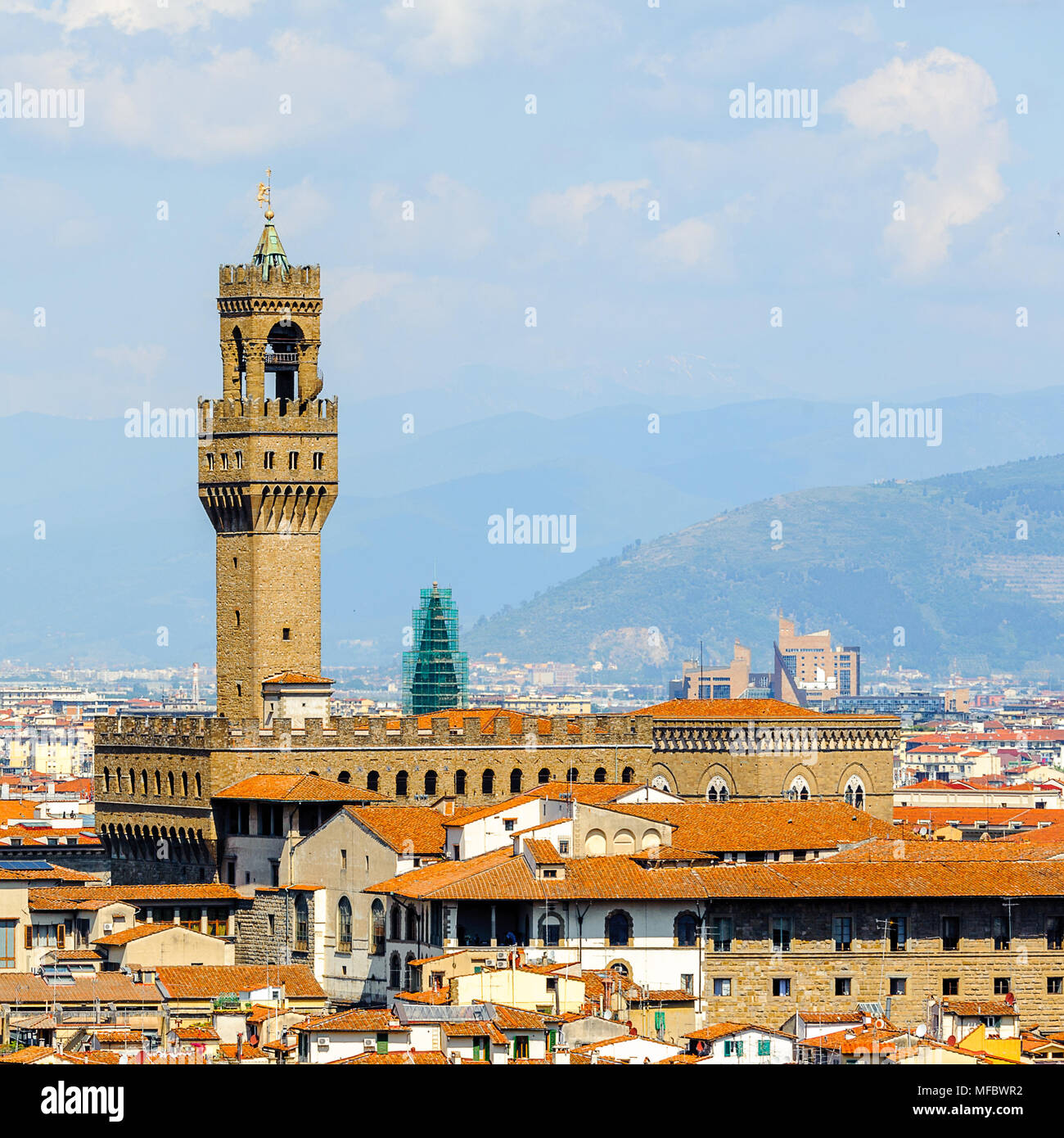 Palazzo Vecchio (Alter Palast), dem historischen Zentrum von Florenz, Italien. UNESCO-Heriage. Stockfoto