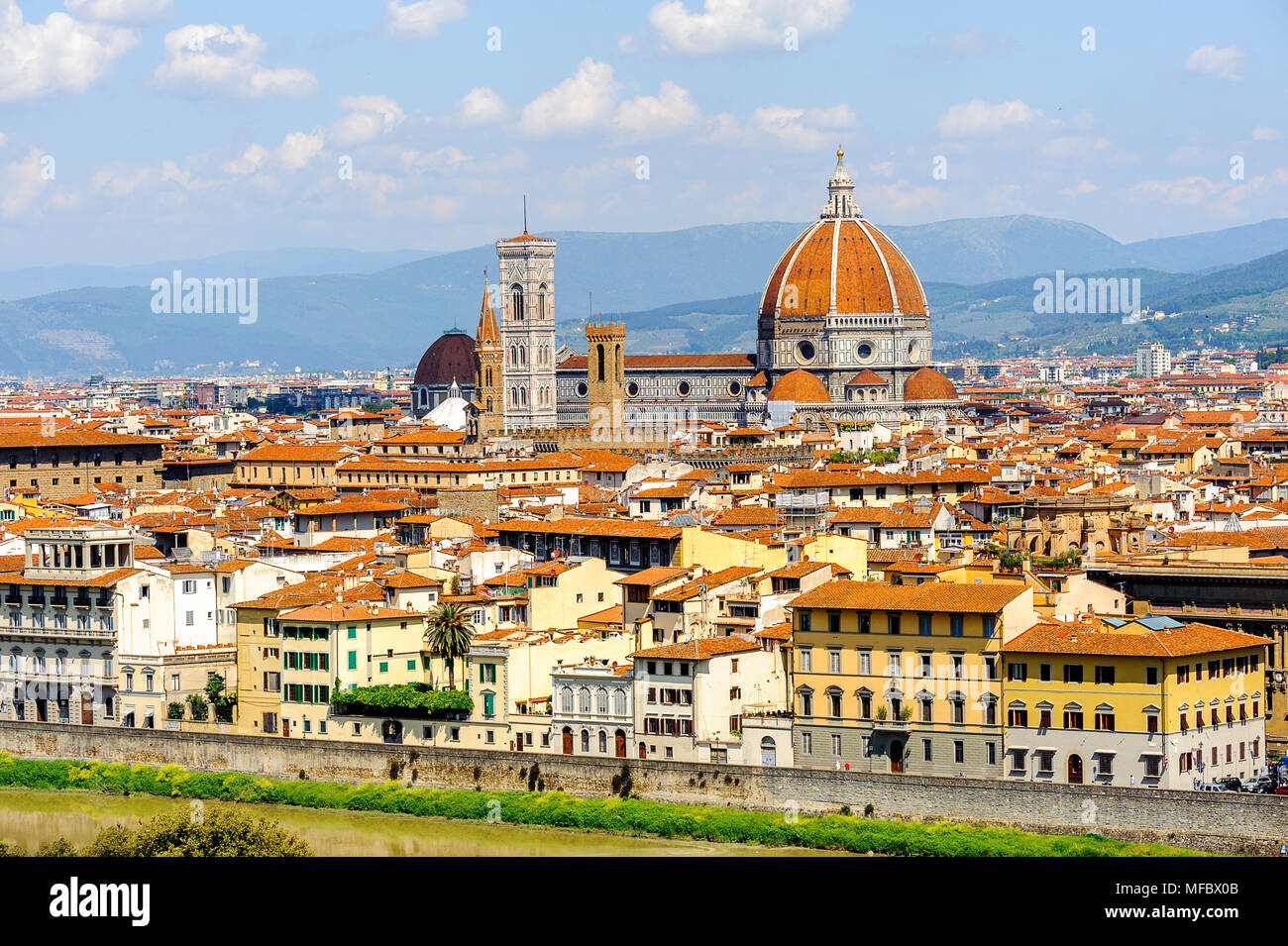 Blick vom Michelangelo Platz im historischen Zentrum von Florenz, Italien. UNESCO-Heriage. Stockfoto