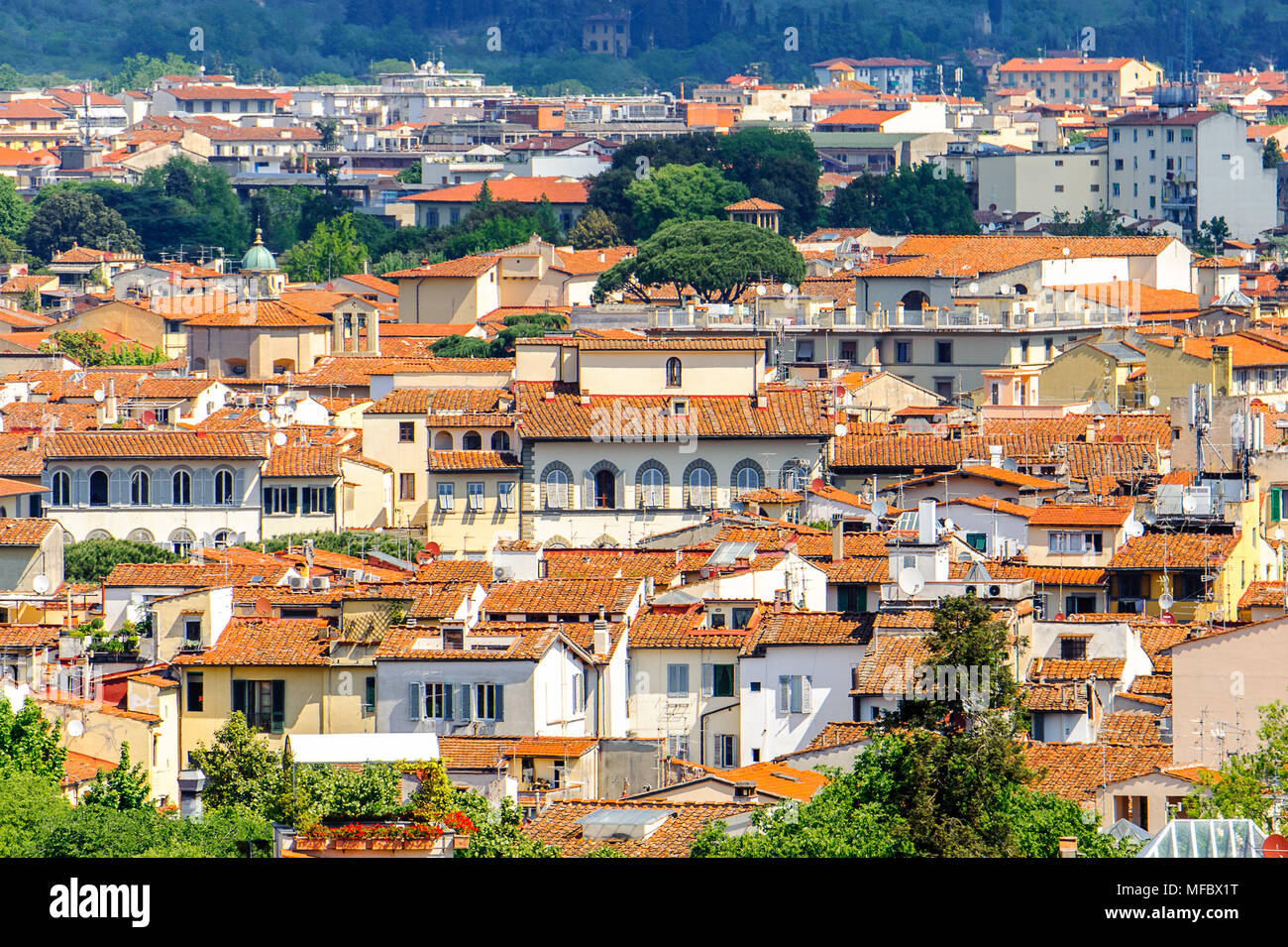 Blick vom Michelangelo Platz im historischen Zentrum von Florenz, Italien. UNESCO-Heriage. Stockfoto