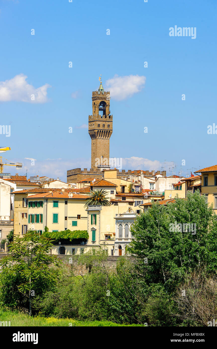 Palazzo Vecchio (Alter Palast), dem historischen Zentrum von Florenz, Italien. UNESCO-Heriage. Stockfoto