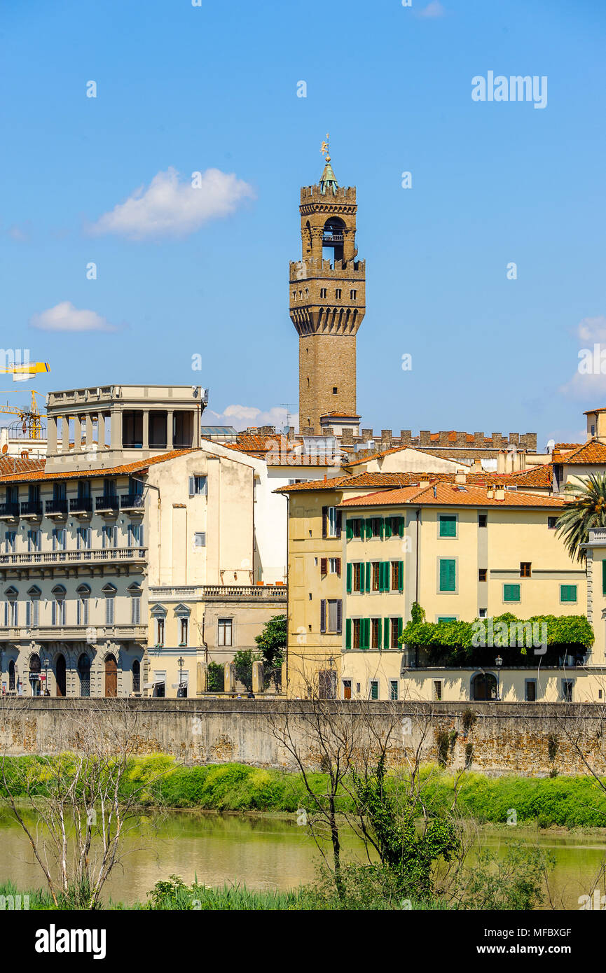 Palazzo Vecchio (Alter Palast), dem historischen Zentrum von Florenz, Italien. UNESCO-Heriage. Stockfoto